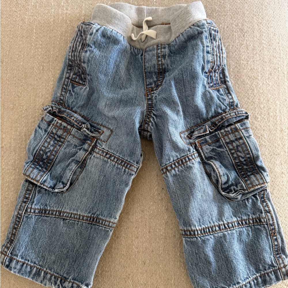 Stylish Blue Denim Kids Cargo Pants